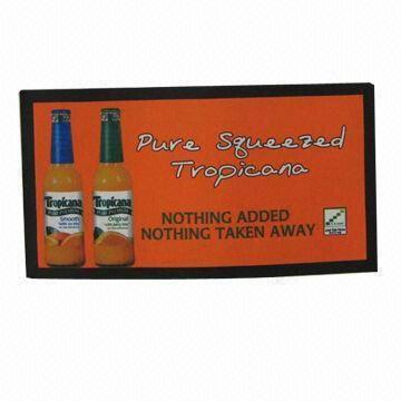 Promotional rubber bar mat, standard measures 420x230x1.5mm, made of rubber and nonwoven fabric