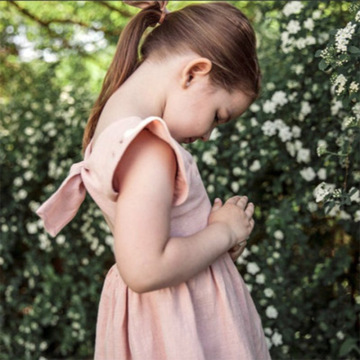 Vestido de cor sólida de verão infantil