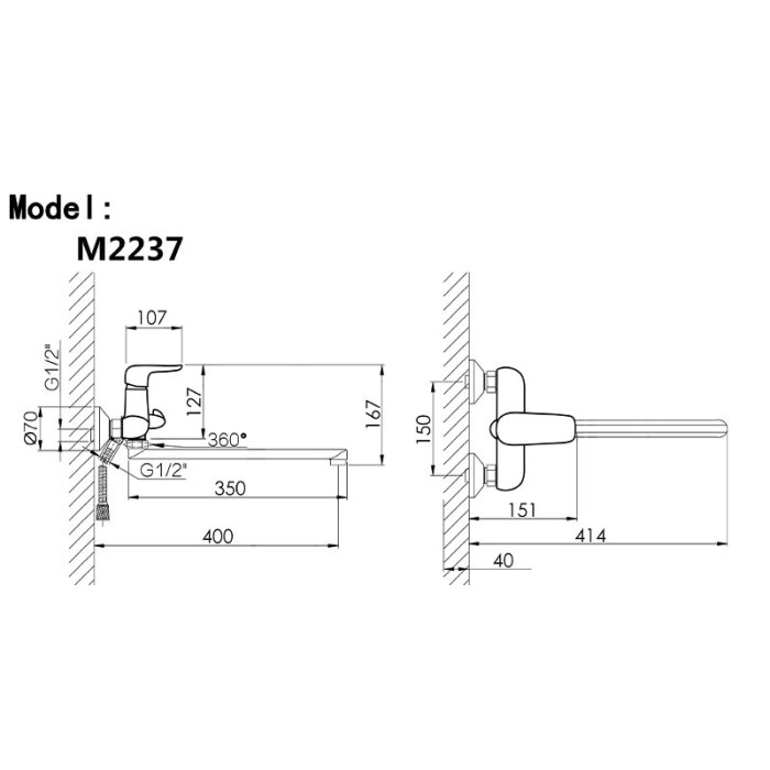 Sleek Zinc Alloy Shower/Bath Mixer Design