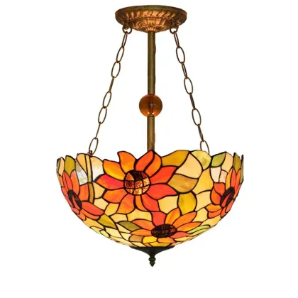 Tiffany Style Stained Glass Pendant Lamp - Vintage Mediterranean Baroque Art Decor