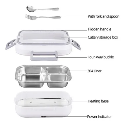 3 Compartments Stainless Steel Electric Heating Lunch Box