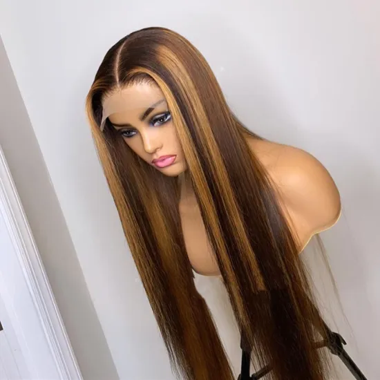 Wholesale Ombre Blonde Short Human Hair Wig Lace Front Wig Brazilian Virgin 100% Human Hair Full Lace Wig With Highlights