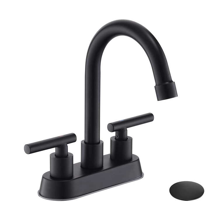 Matte Black Two Handle Cross Bathroom Faucet