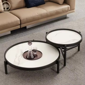 Modern White Coffee Table for Home & Office - Wood Base with Glass and Metal