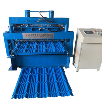 Steel glazed roof tile making roll forming machine