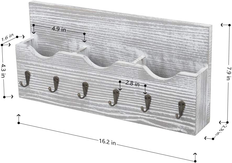 Paulownia Key Hooks With Shelf