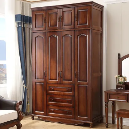 American Style Solid Wood Wood Grain Wardrobe