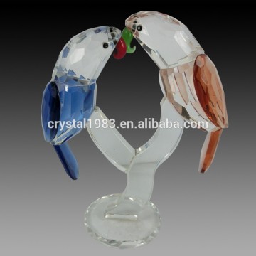 New Double Parrot Creative Business Gifts For Lover Wholesale Crystal Craft Gift