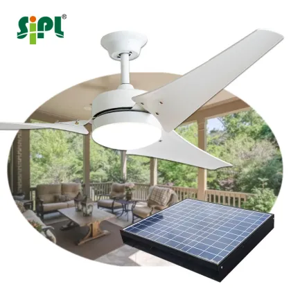 60W Solar Powered Homestead Ceiling Fan with Brushless DC Motor and LED Light
