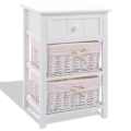 China Bedroom Drawer Nightstand Corner Table With Wicker Basket Manufactory