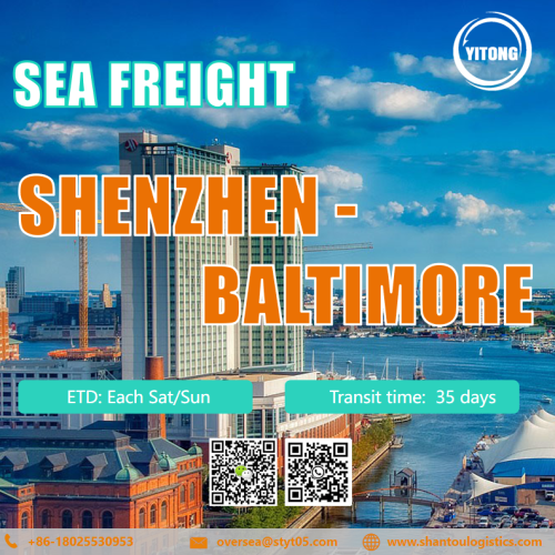Internationale zeevrachtdienst van Shenzhen naar Baltimore