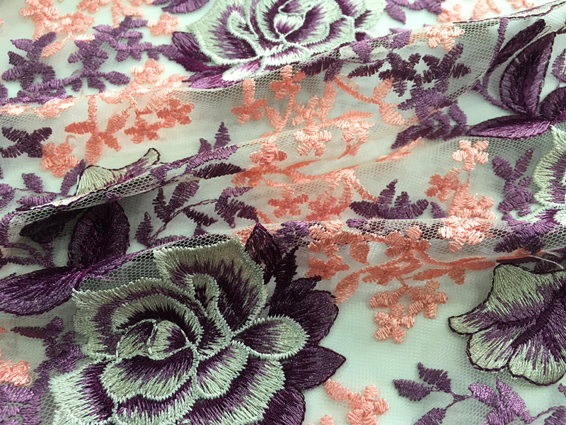 Rose Blossom Design Embroidery Fabric