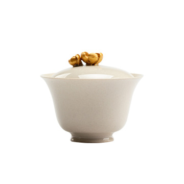 New Design Wood Ash Handcrafted Teacup with Gold Trim