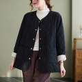 Autumn and winter literary retro quilted short coat