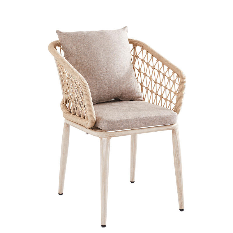Metal Garden Chair with rattan rope