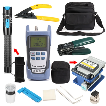 FTTH Fiber Optic Cleaver Tools Kit with Power Meter and Tester