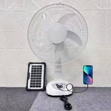 CE FCC Bersertifikat 14 Inch Solar Powered Rechargeable Cooling Fan dengan Panel Cahaya