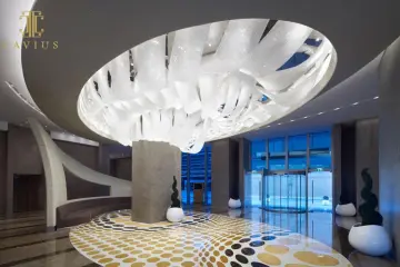Large modern led high ceiling crystal chandelier foyer