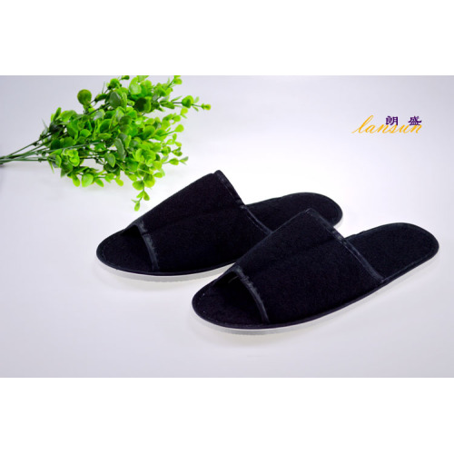 Toalha de chinelo preta Terry Slipper Toe Open