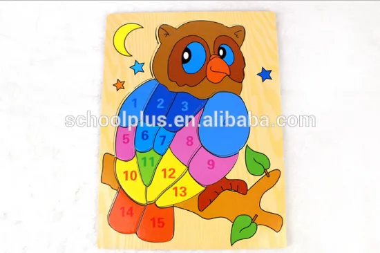 Wooden animal number jagsaw puzzle educational toy for kids