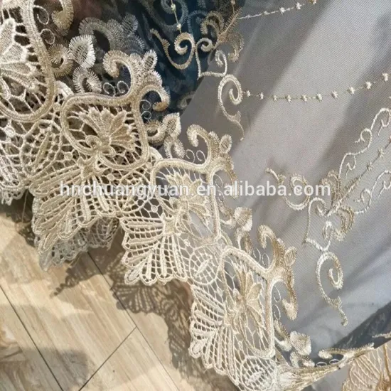 2017 new fashion design tricot 280cm width velvet curtain custom embroidered patch for hometextile