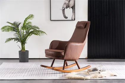 Mid-century Modern Style Rocking Chair with Removable Cover and Reclining Feature