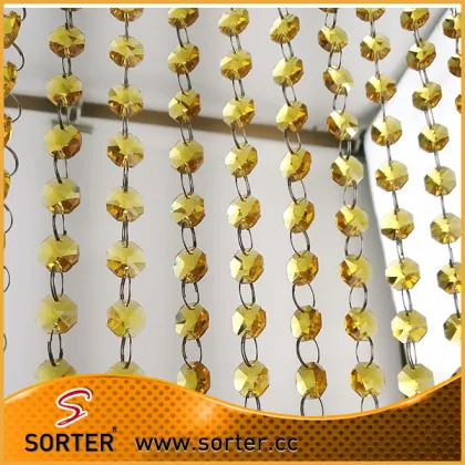 golden color octagon hang curtain crystal beads curtain
