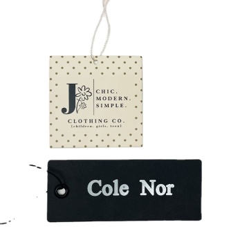 Custom Double Printing Name and Logo Thick Hang Tags for Baby Clothes with Strings