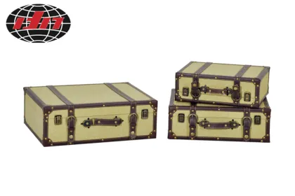 Set of Three Linen Hand Box