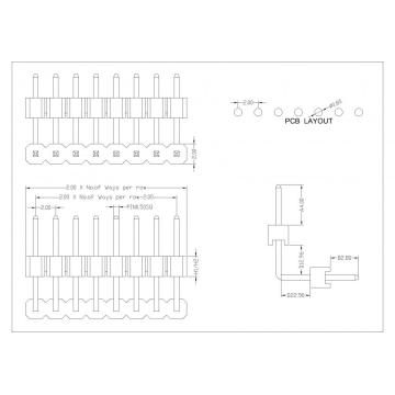 ​2.0 mm Pin Header Single Row Double Plastic Through Hole Right Angle