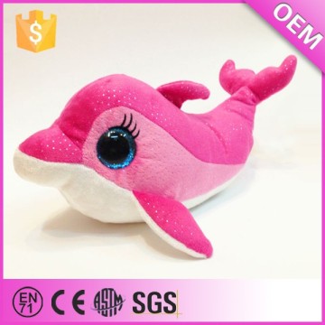 Wholesale big eyes pink dolphin toy custom stuffed animal dolphin soft toy
