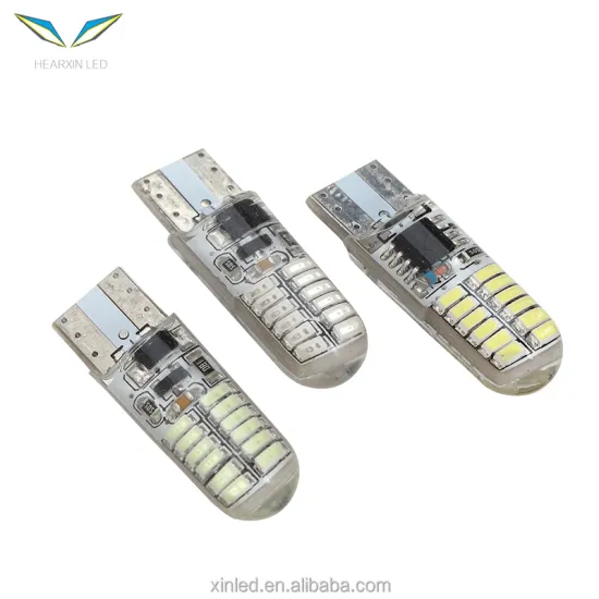 12V T10 3014 24SMD LED Silicone Strobe Light - White Car Auto License Plate Bulb