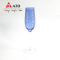 Blue Champagne cup with Spray color&Etching glass