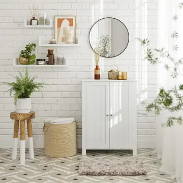 Modern Bathroom Multiple Storage Cabinets Large Space White