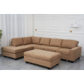 L Shaped Sectional Fabric Sofa With Ottoman