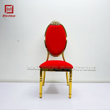 Red Velvet Fabric Gold Metal Chairs for Weddings and Events