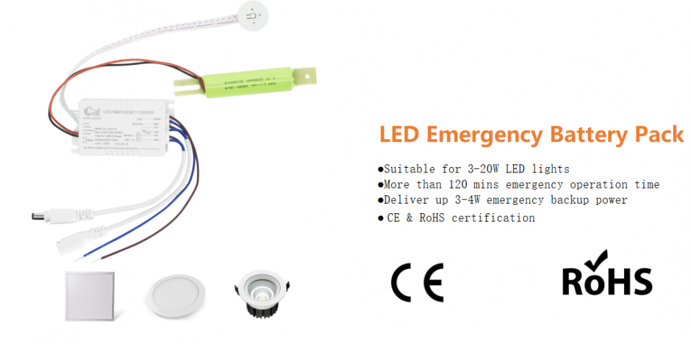 Pack de batterie d'urgence à LED pour les lumières