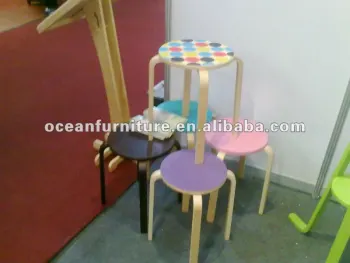 colorful top multiful function birch plywood round stool