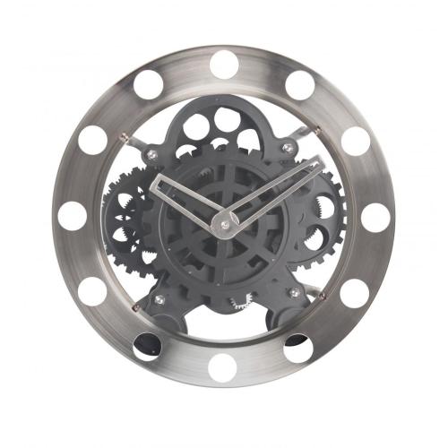 Round Stainless Steel Gear Wall Clock