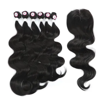 X-TRESS Body Wave Extensions Hair Synthetic Hair Weave Bundles Free 4*4  lace Closure Nature Deep Weave Hair Extensions
