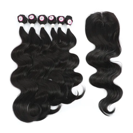X-TRESS Body Wave Extensions Hair Synthetic Hair Weave Bundles Free 4*4  lace Closure Nature Deep Weave Hair Extensions