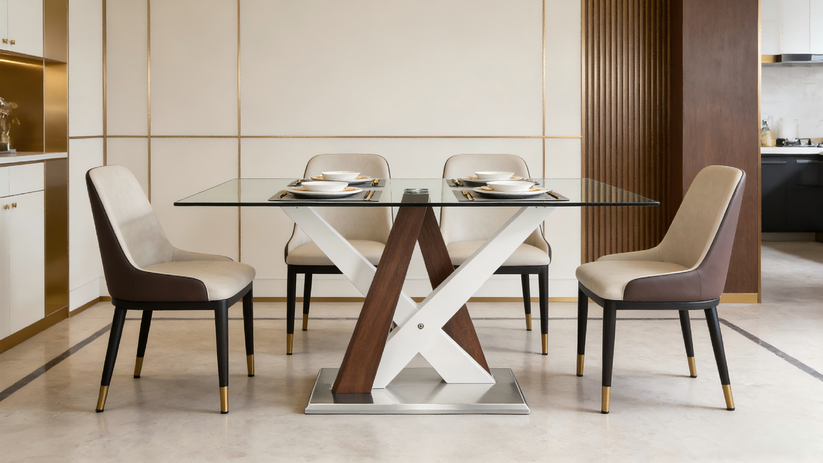 TL-16F08 modern glasstop dining table1