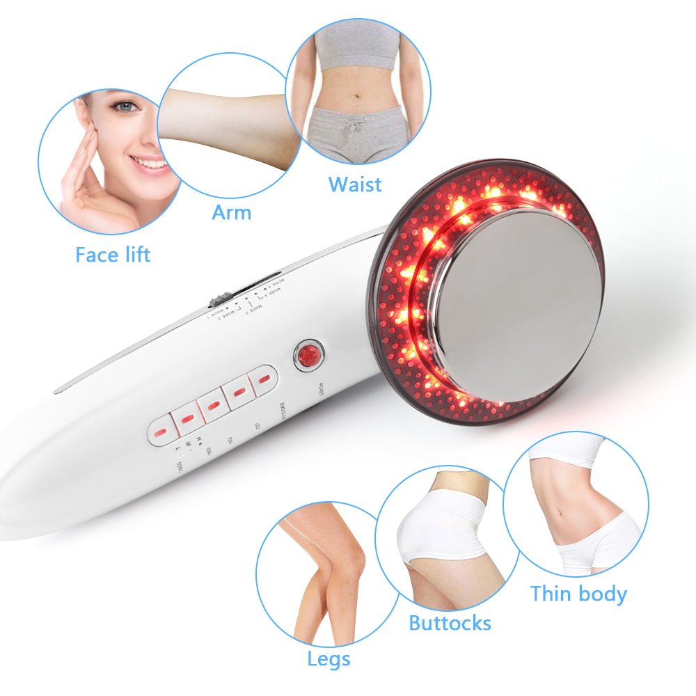 6 In 1 EMS Ultrasonic LED Cavitation Galvanic Ultrasound Body Slimming Infrared Weight Lose Therapy Massager Facial Care Machine