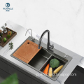 Thickened Handmade Nano Black Kitchen Sink Made of 304 Stainless Steel