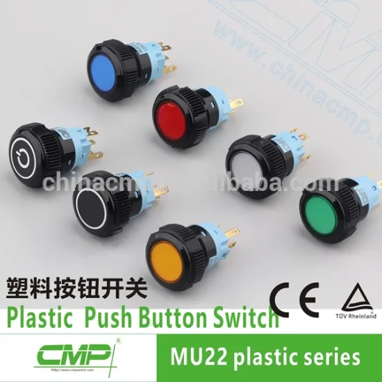 CMP momentary or latching 1NO1NC SPDT 22mm plastic push button switch