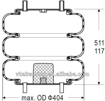 HENDRICKSON S7100 industrial rubber air spring/ 3B14-364ir suspension spring parts for OEM
