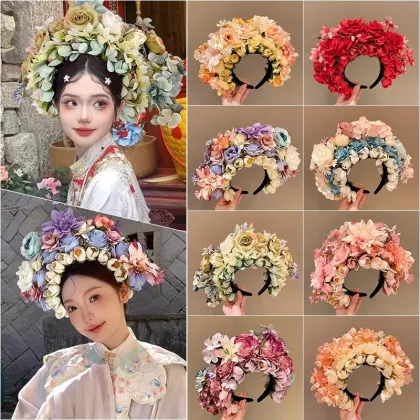 National Style Hairpin Flowers: Elegant Crown and Hoop Accessories for Women