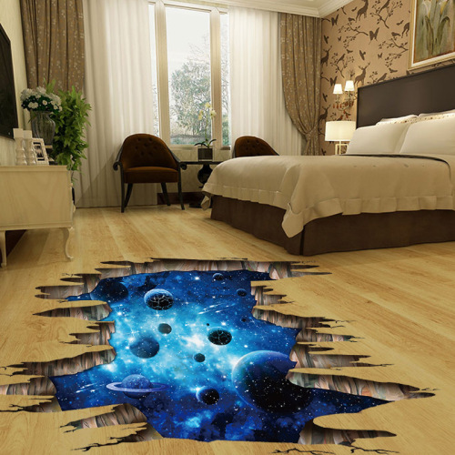 New 3d cosmic space galaxy Floor Sticker children wall stickers for kids room nursery baby bedroom home decoration decals murals