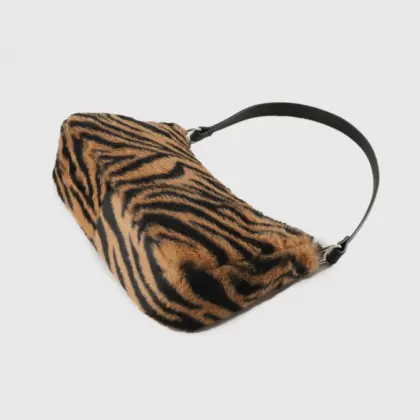 Faux Fur Animal Print Shoulder Bags for Women