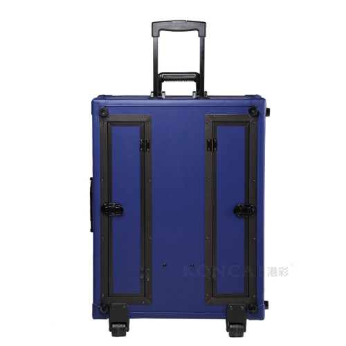 Blue Leather Jewelry Travel Makeup Sets Bag